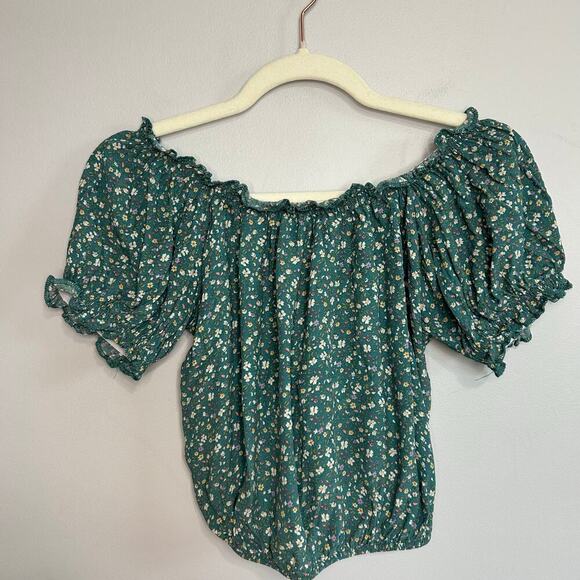 American Eagle Outfitters Green Floral Open Back Tie Crop Top Women’s Size XS - Picture 2 of 6